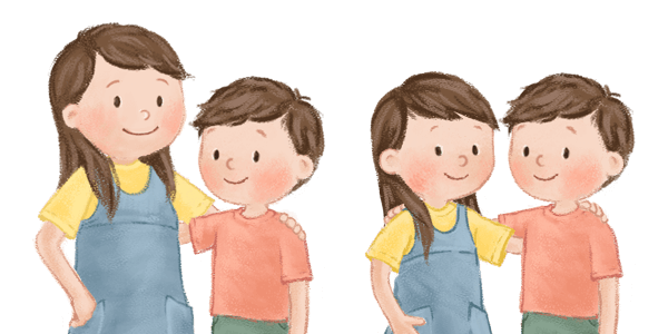 Bambino 1 più grande del Bambino 2 example